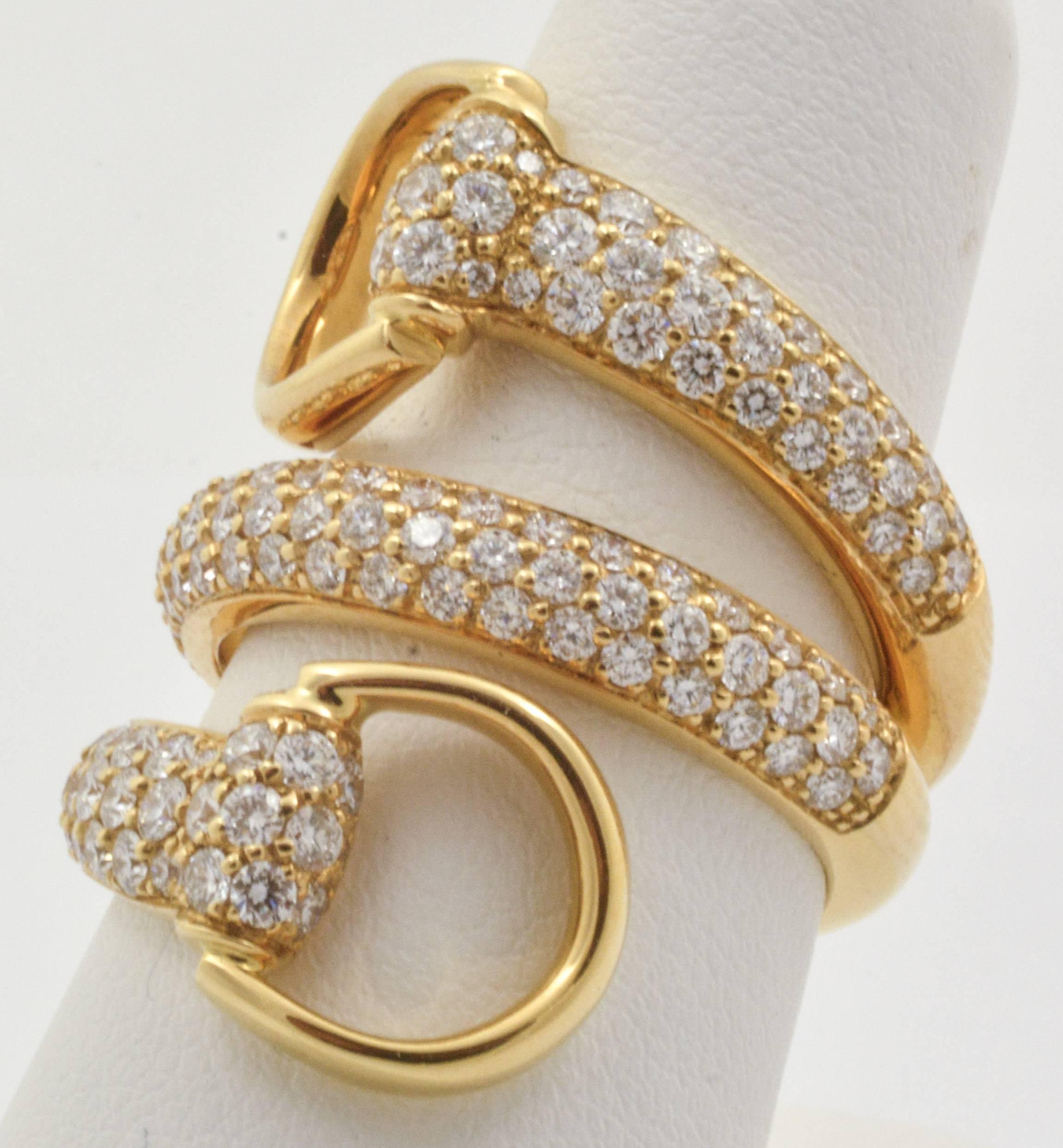 Gucci Diamond Gold Horse Bit Ring In New Condition In Dallas, TX