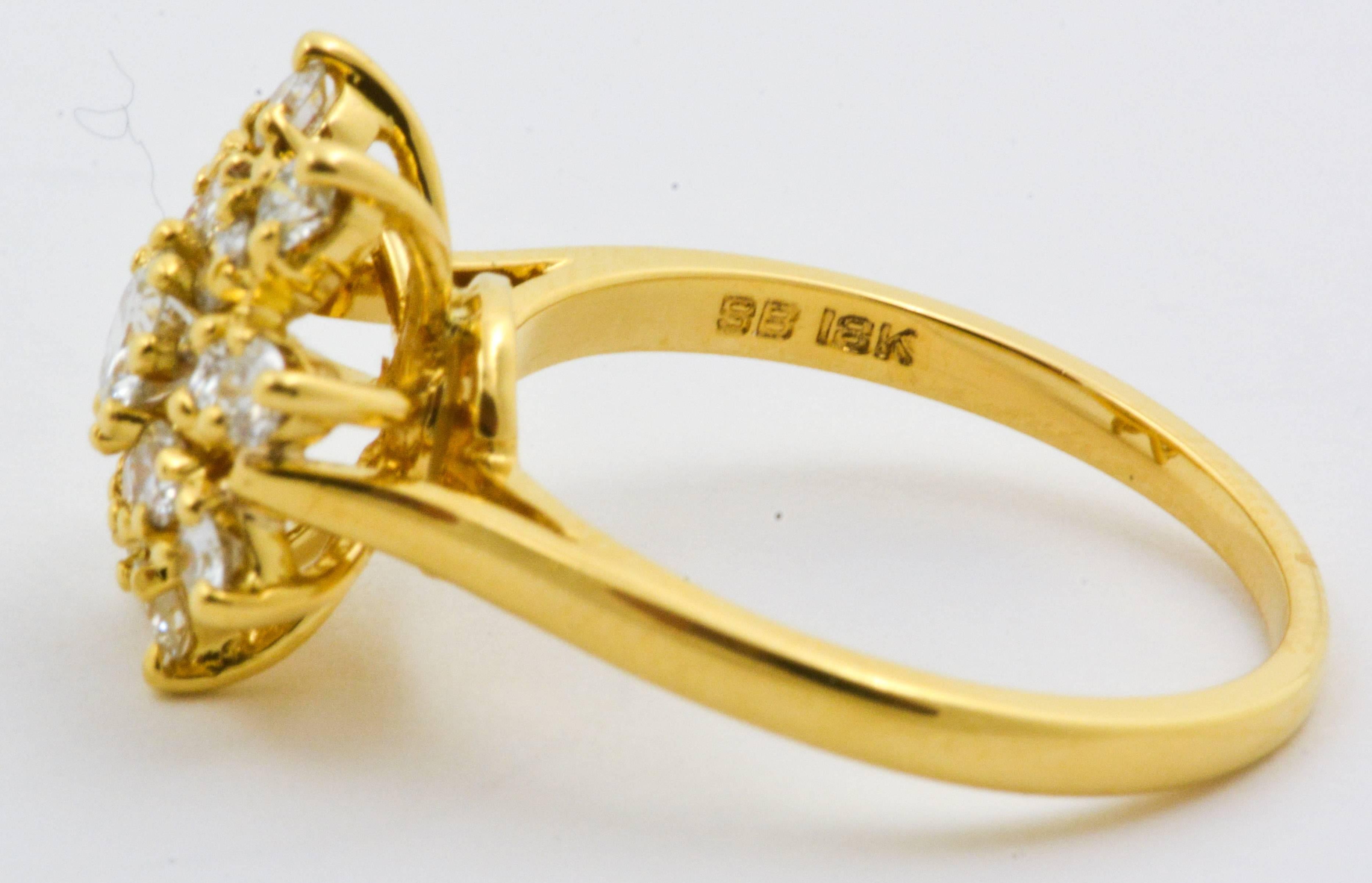 1980s Diamond Gold Starburst Ring 1