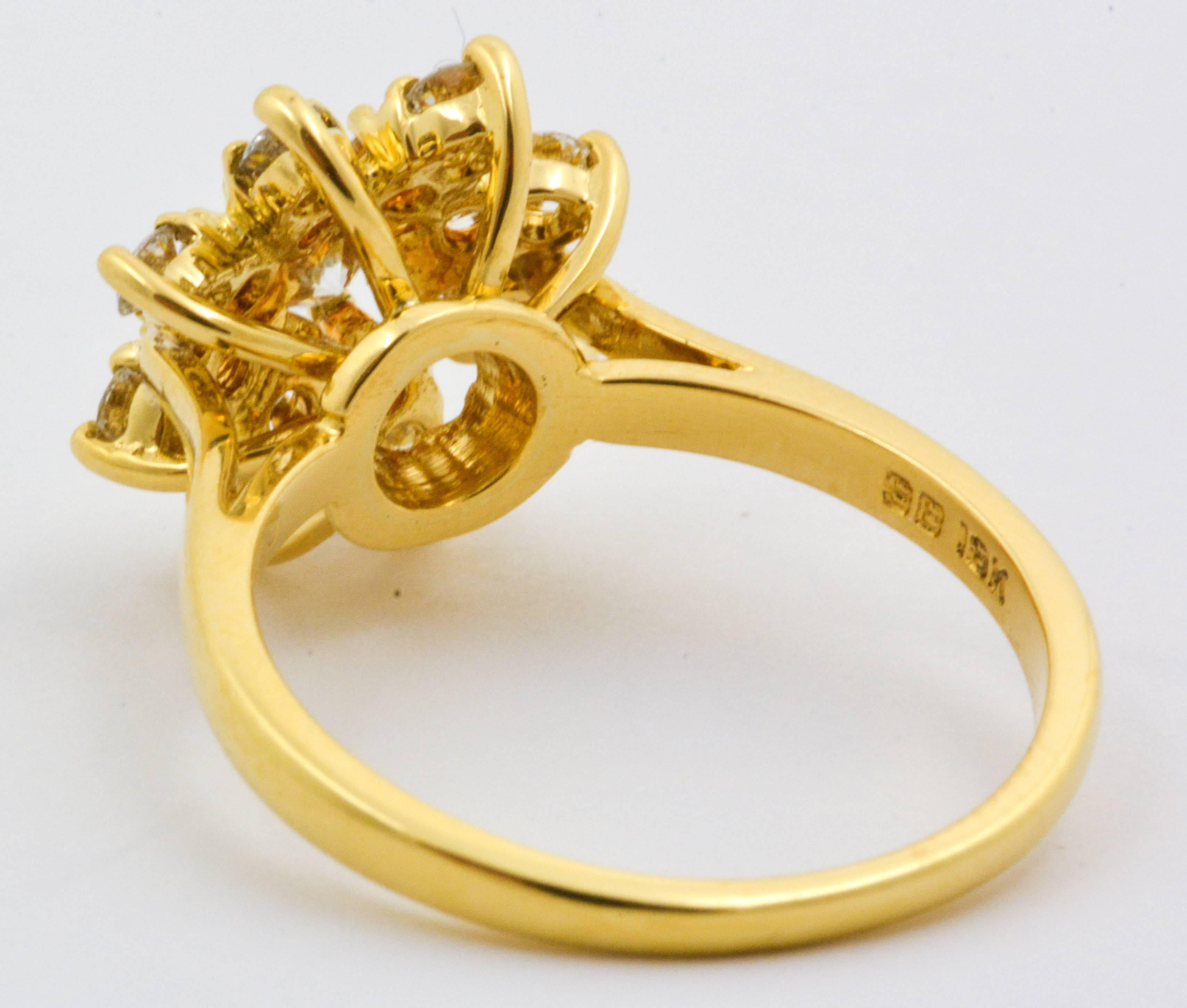 1980s Diamond Gold Starburst Ring 2