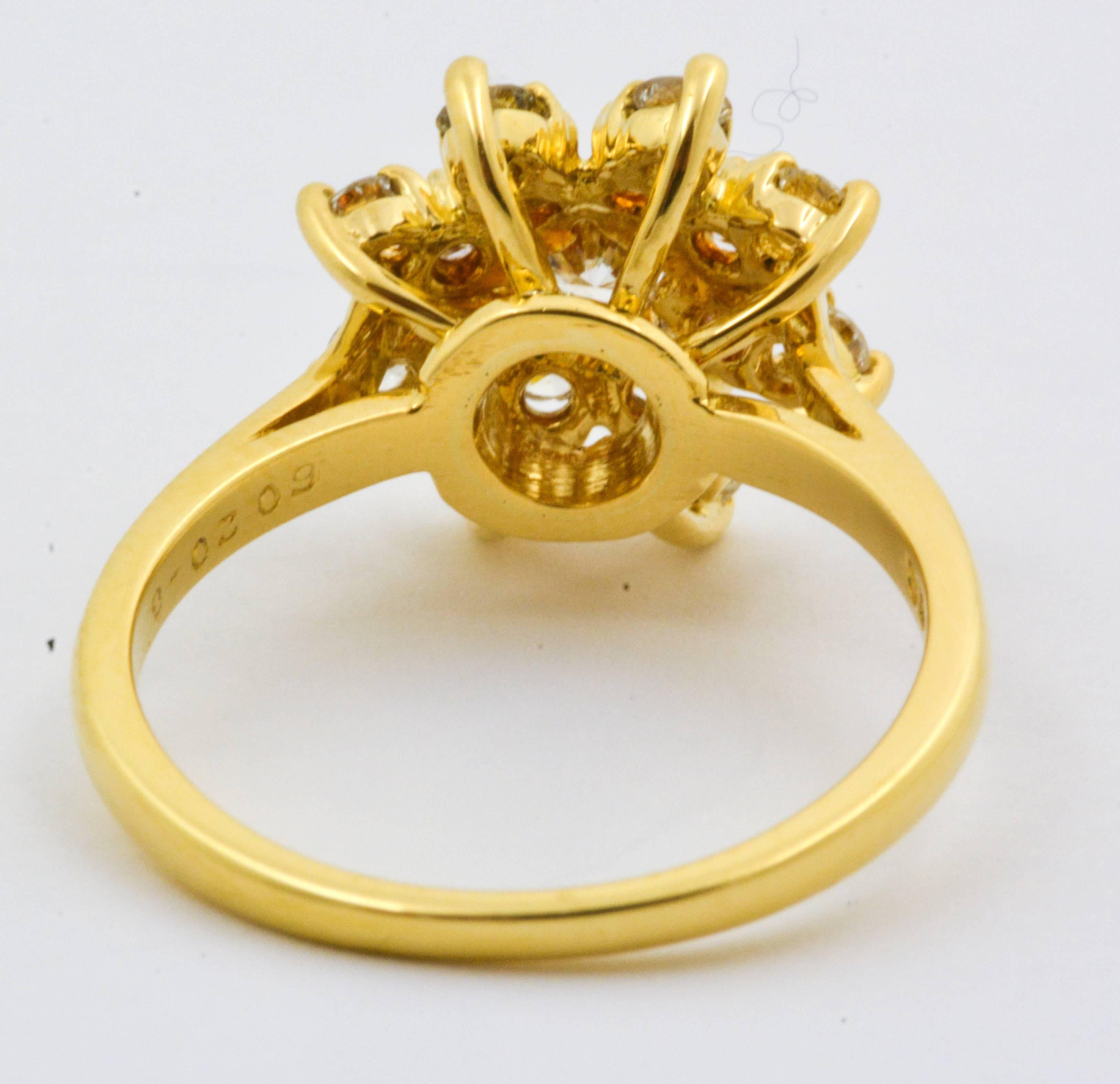 1980s Diamond Gold Starburst Ring 3
