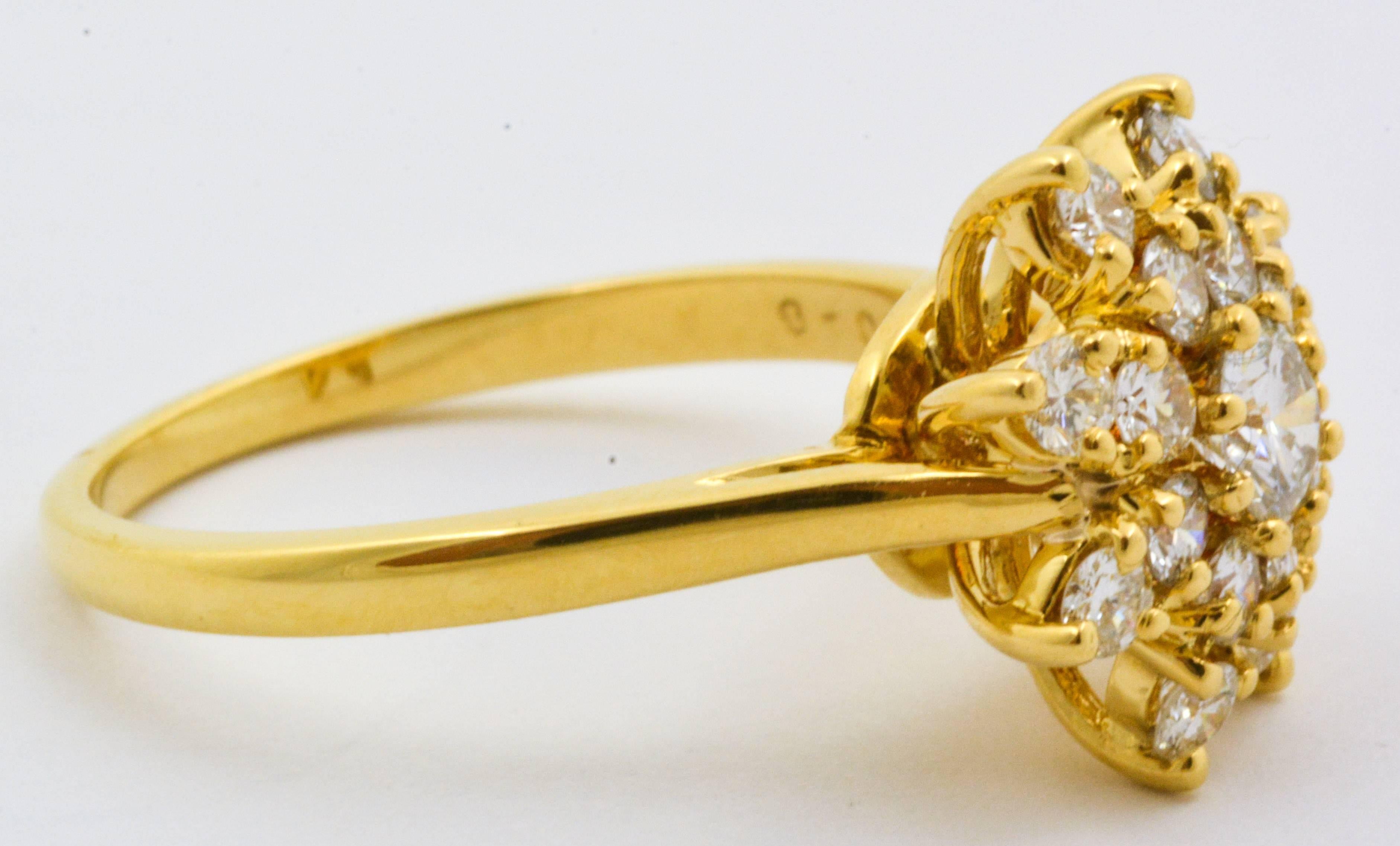 1980s Diamond Gold Starburst Ring 5
