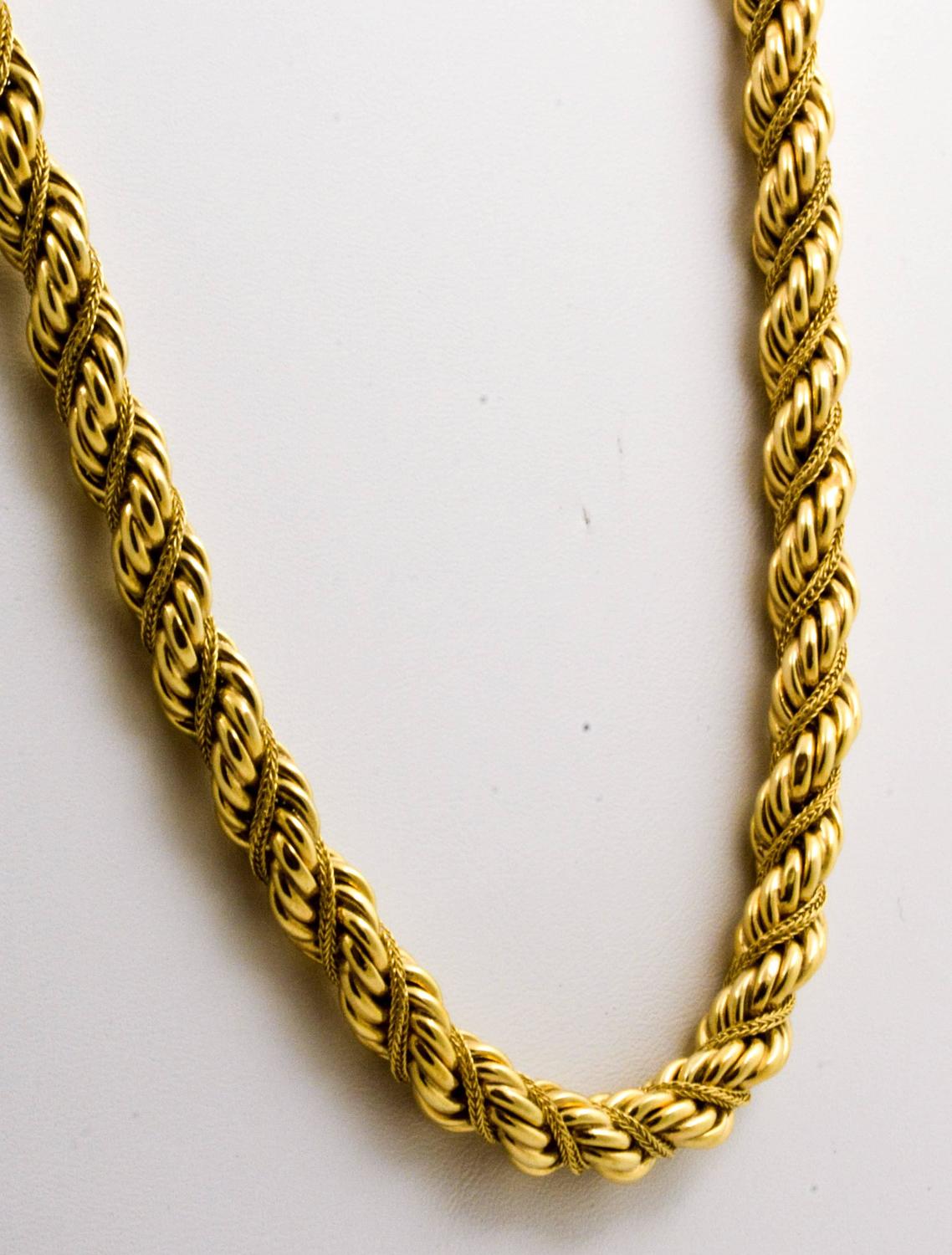 Gold Braided Rope Necklace For Sale at 1stdibs