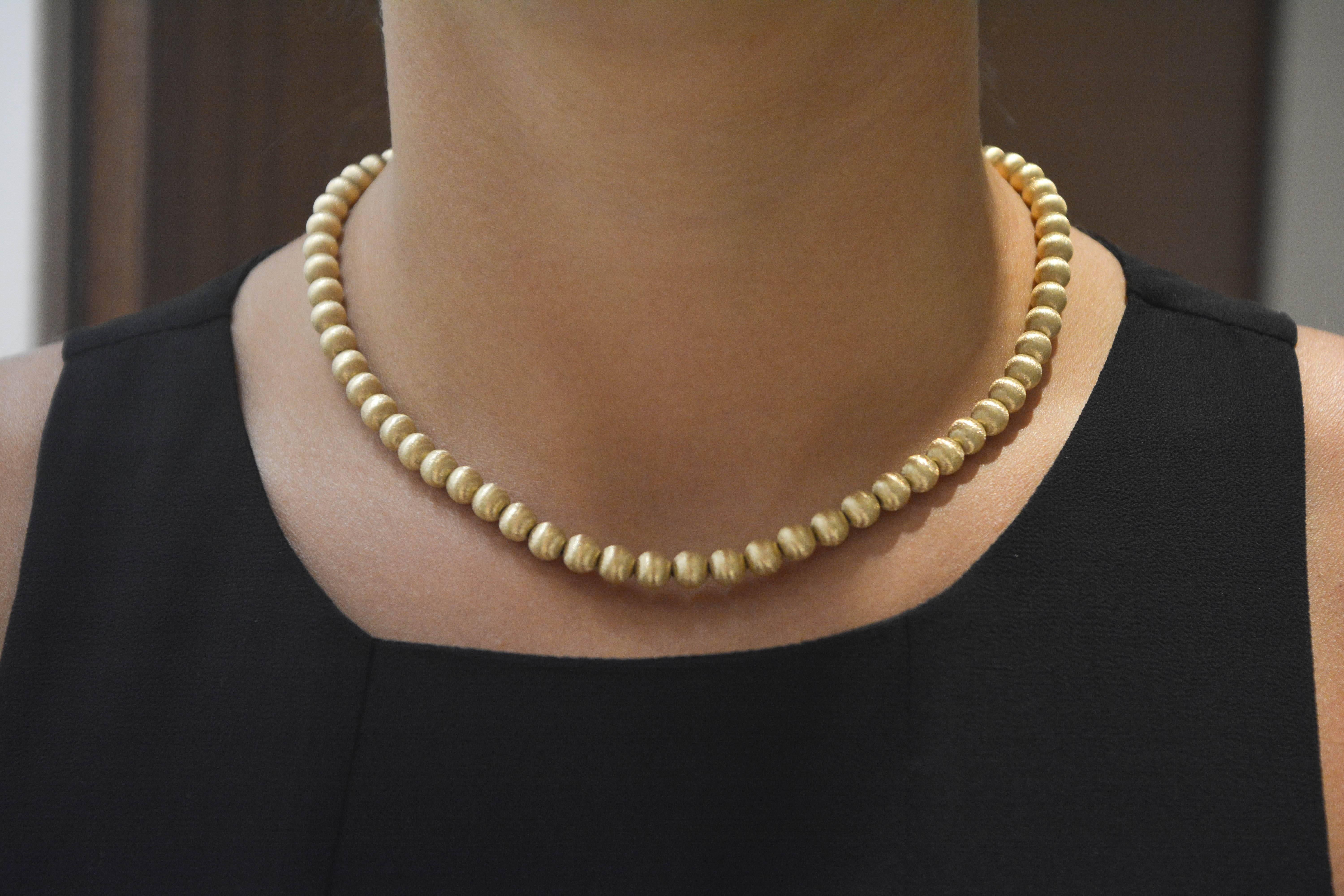 Women's or Men's 14kt Yellow Gold Textured Bead Necklace