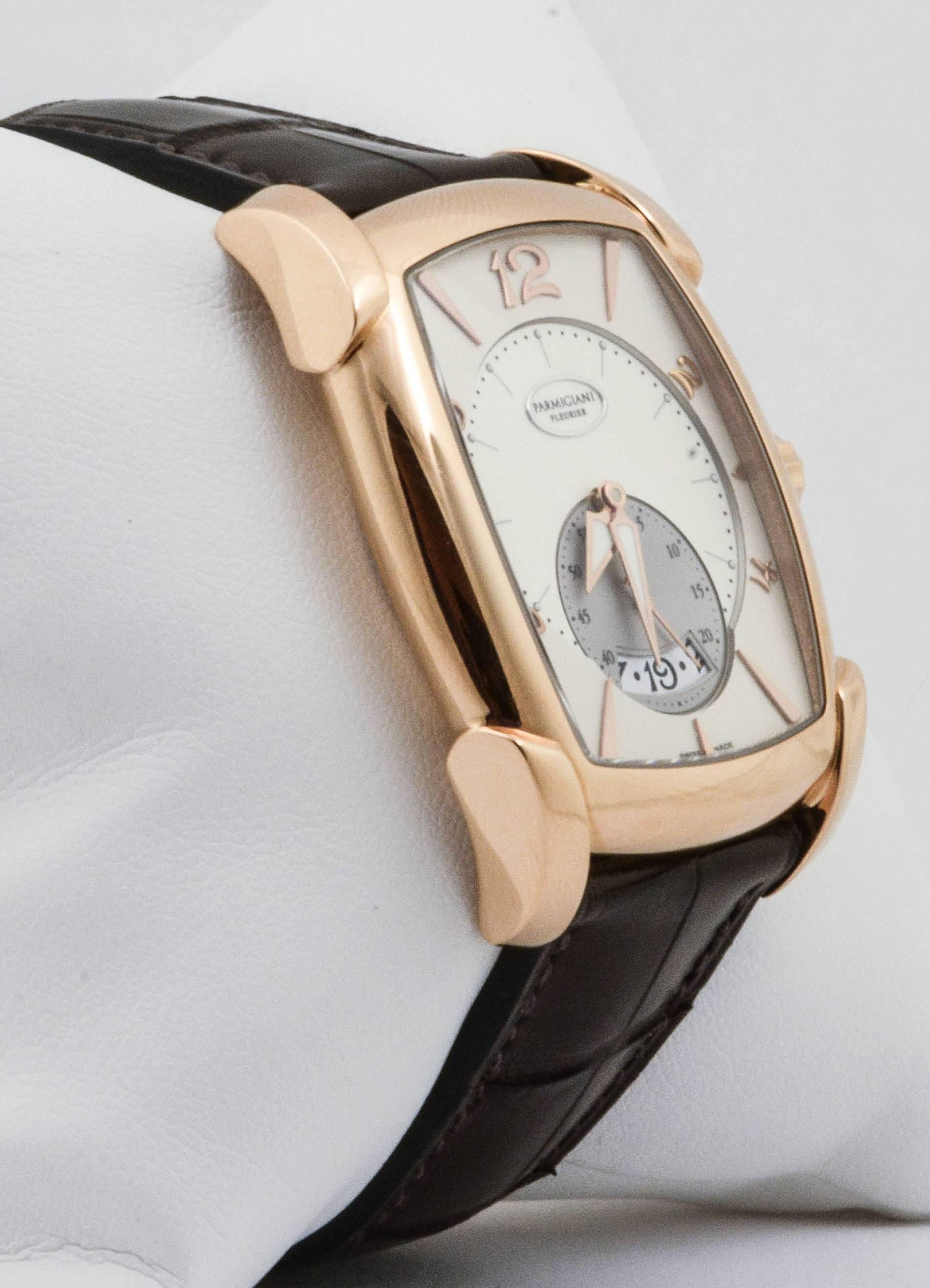 Parmigiani Fleurier Rose Gold Tank Wristwatch In Excellent Condition In Dallas, TX