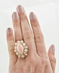 Angel Skin Coral Opal Gold Ring