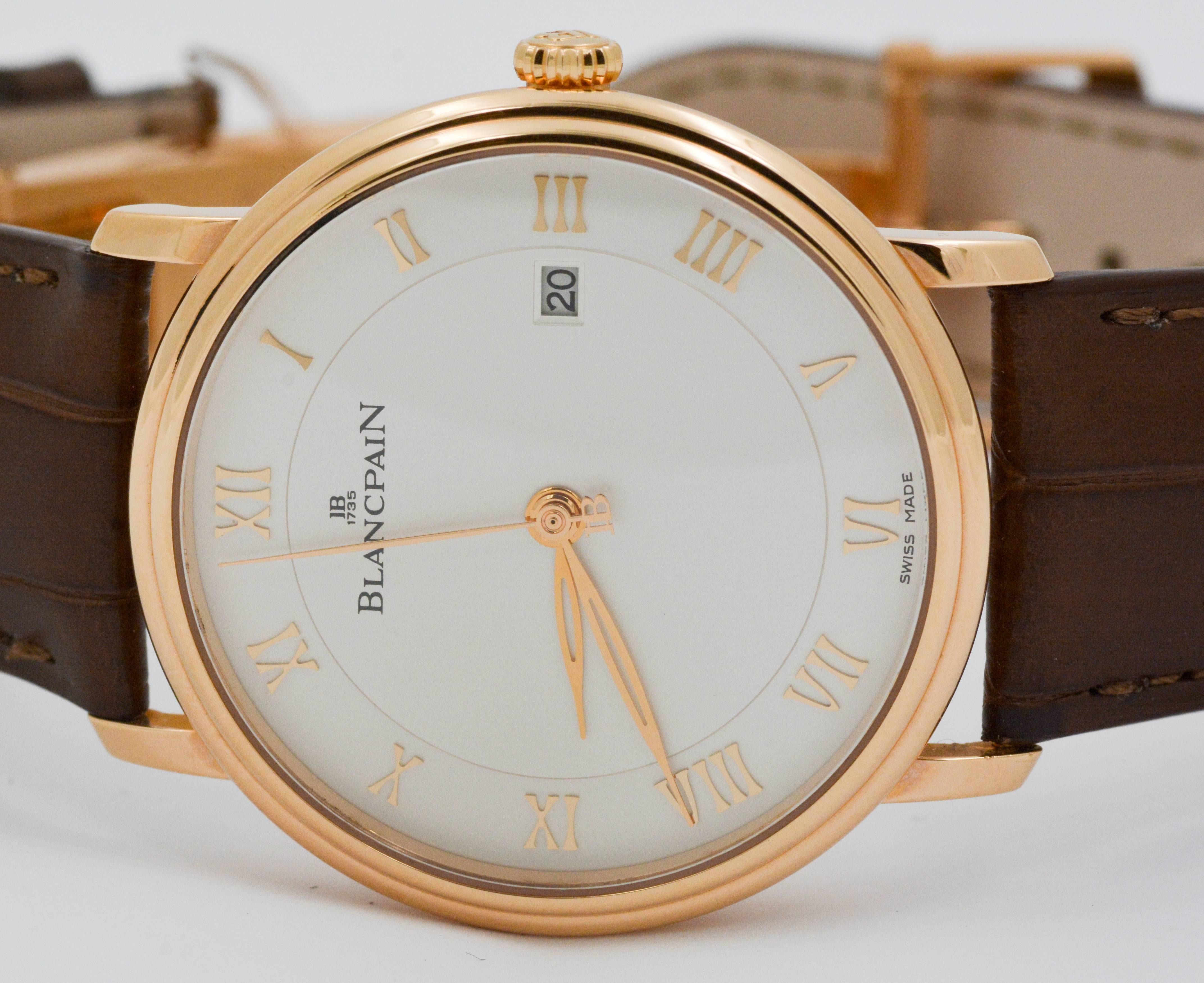 Modern Blancpain Rose Gold Villeret Automatic Wristwatch