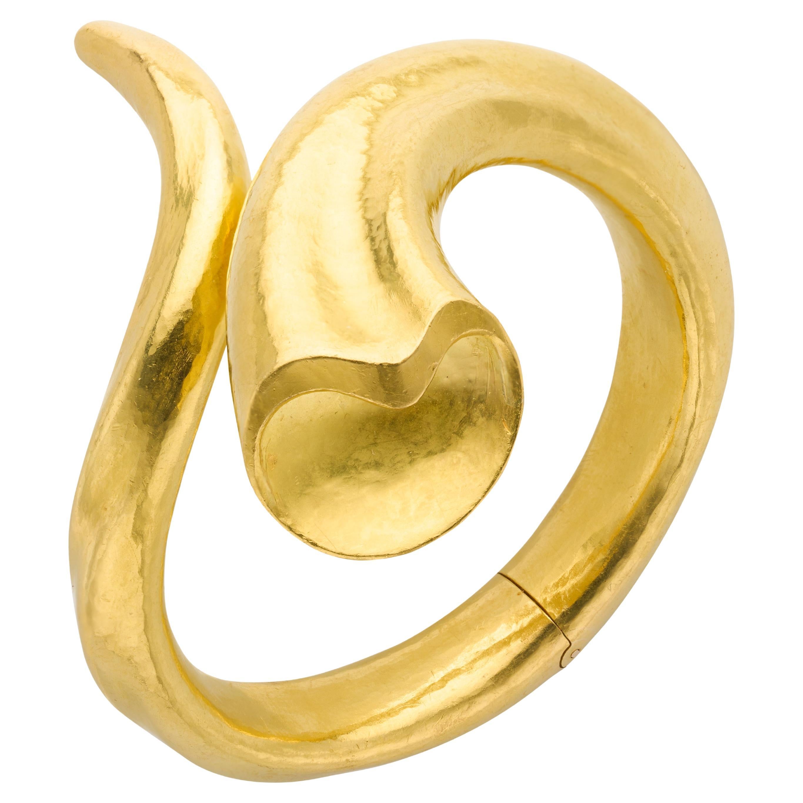 1980's 18k Yellow Gold Wrap Horn Cuff