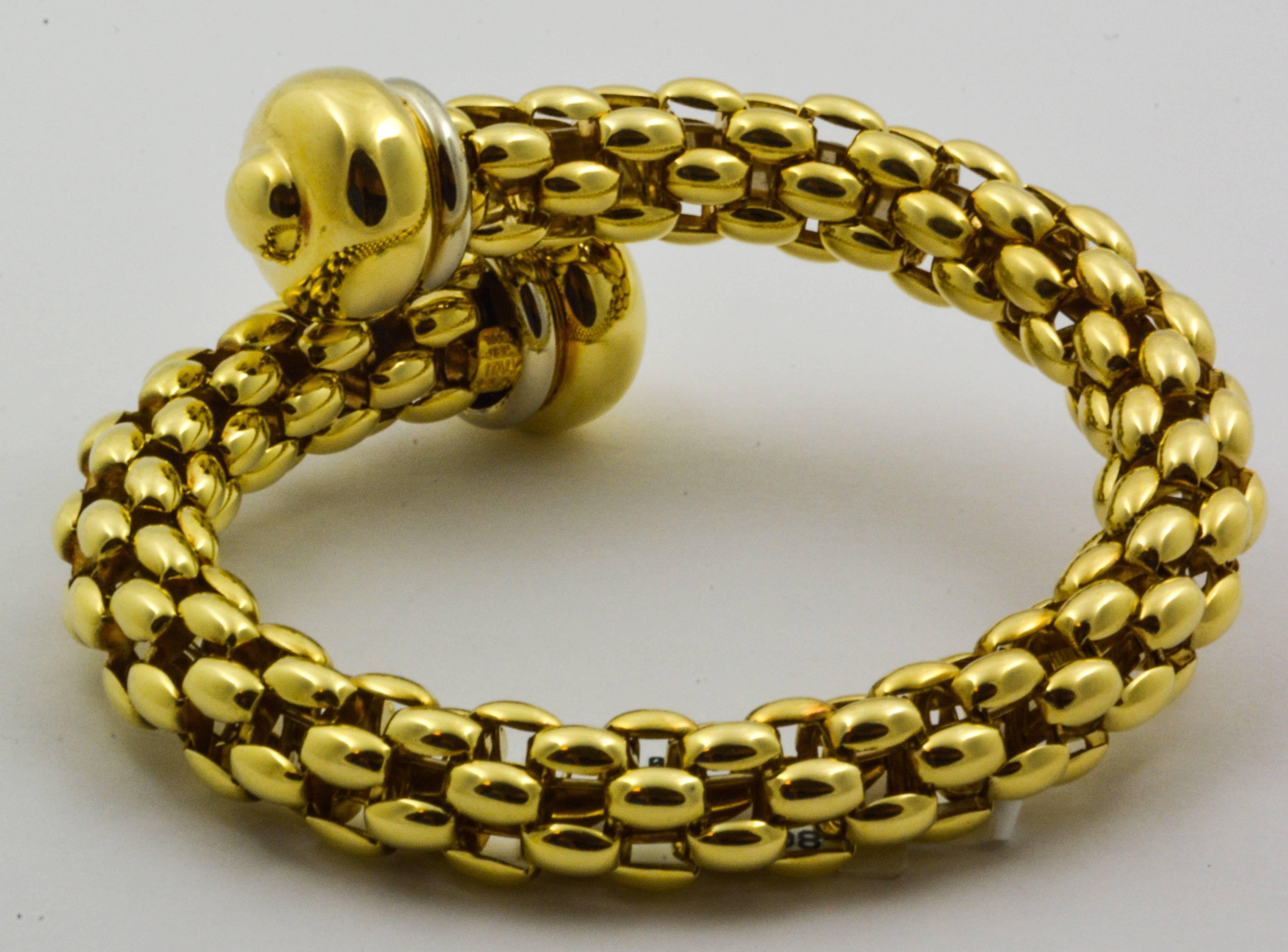 Modern Italian Two Color Gold Bypass Cage Style Bracelet