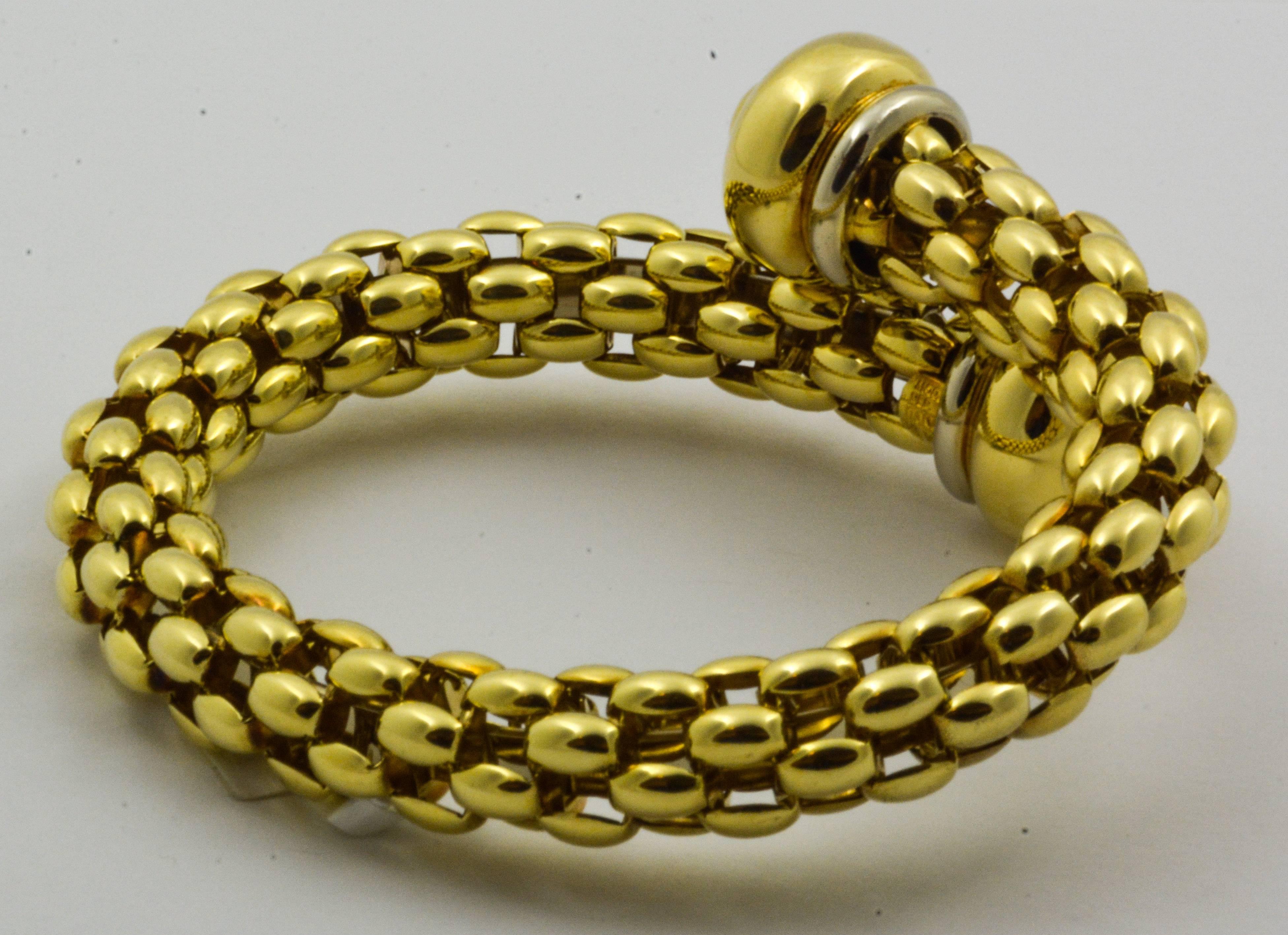 Women's or Men's Italian Two Color Gold Bypass Cage Style Bracelet