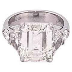 5.62CT Emerald Cut Diamond Platinum Engagement Ring (bague de fiançailles en platine)