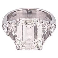 5.62CT Smaragdschliff Diamant Platin Verlobungsring