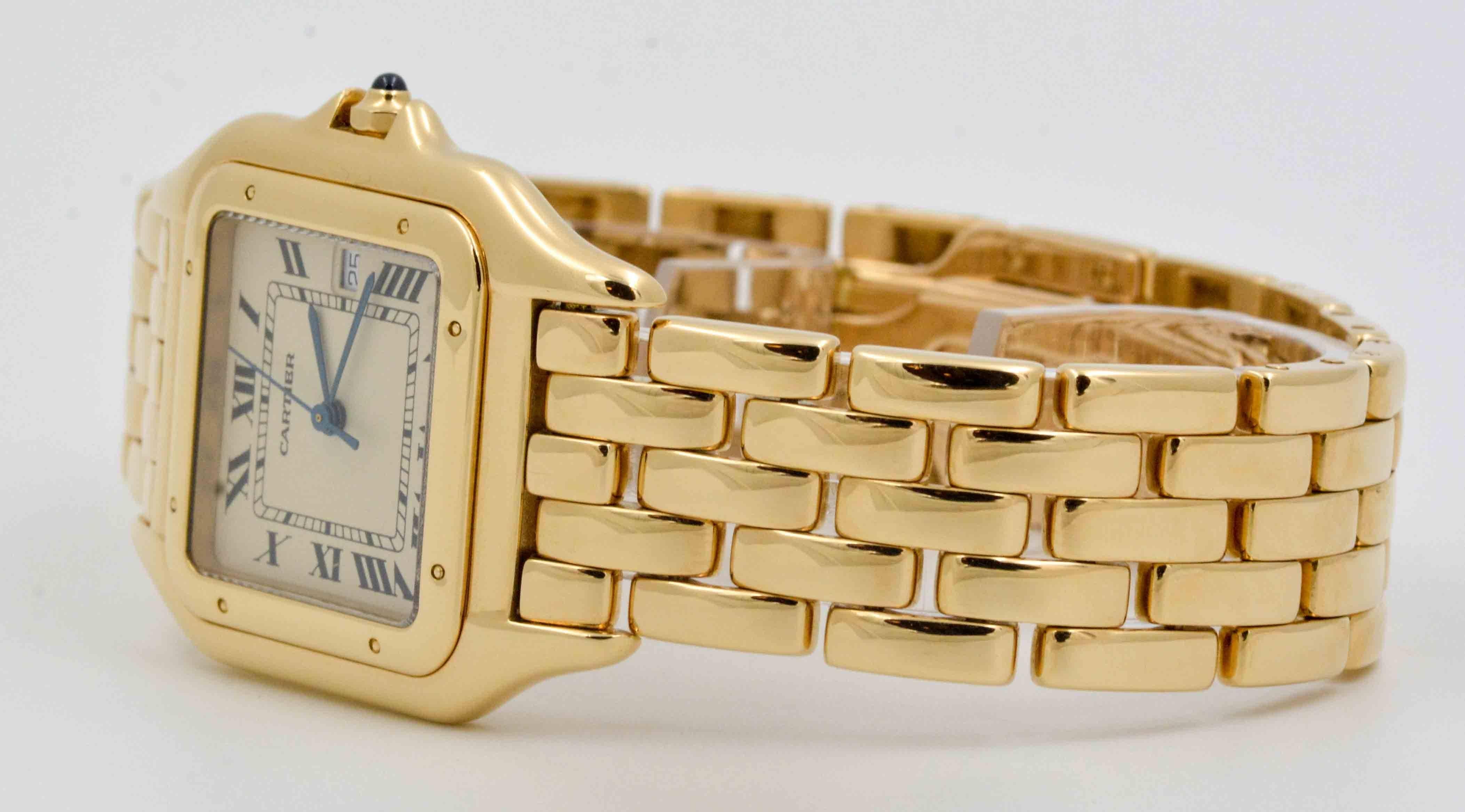 Cartier Yellow Gold White Dial Large Panthere Wristwatch 3