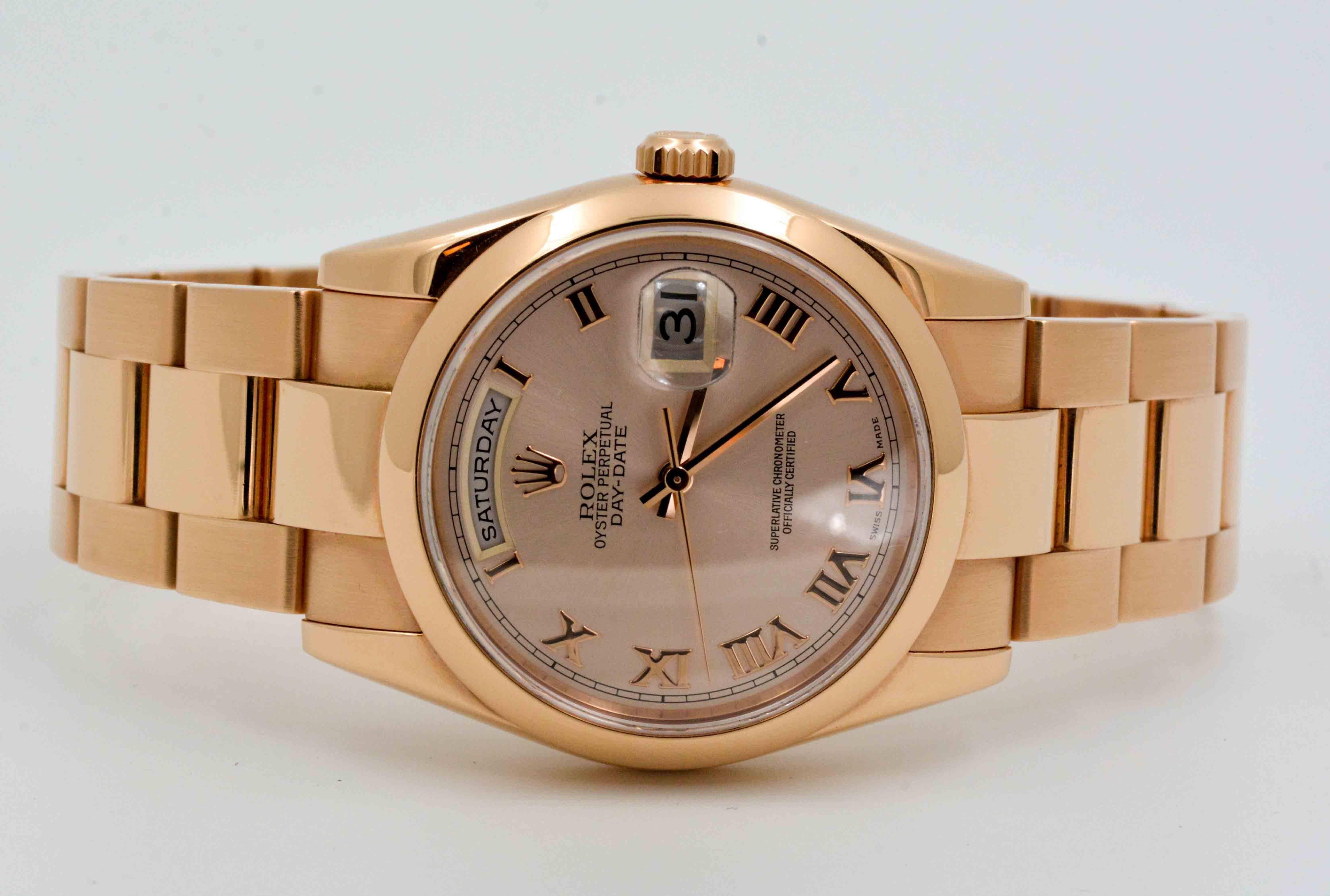 Rolex Rose Gold DayDate Oyster Bracelet Automatic Wristwatch, 2007 2