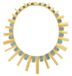 Burle Marx 18 Karat Yellow Gold 135.0 Carat Aquamarine Necklace