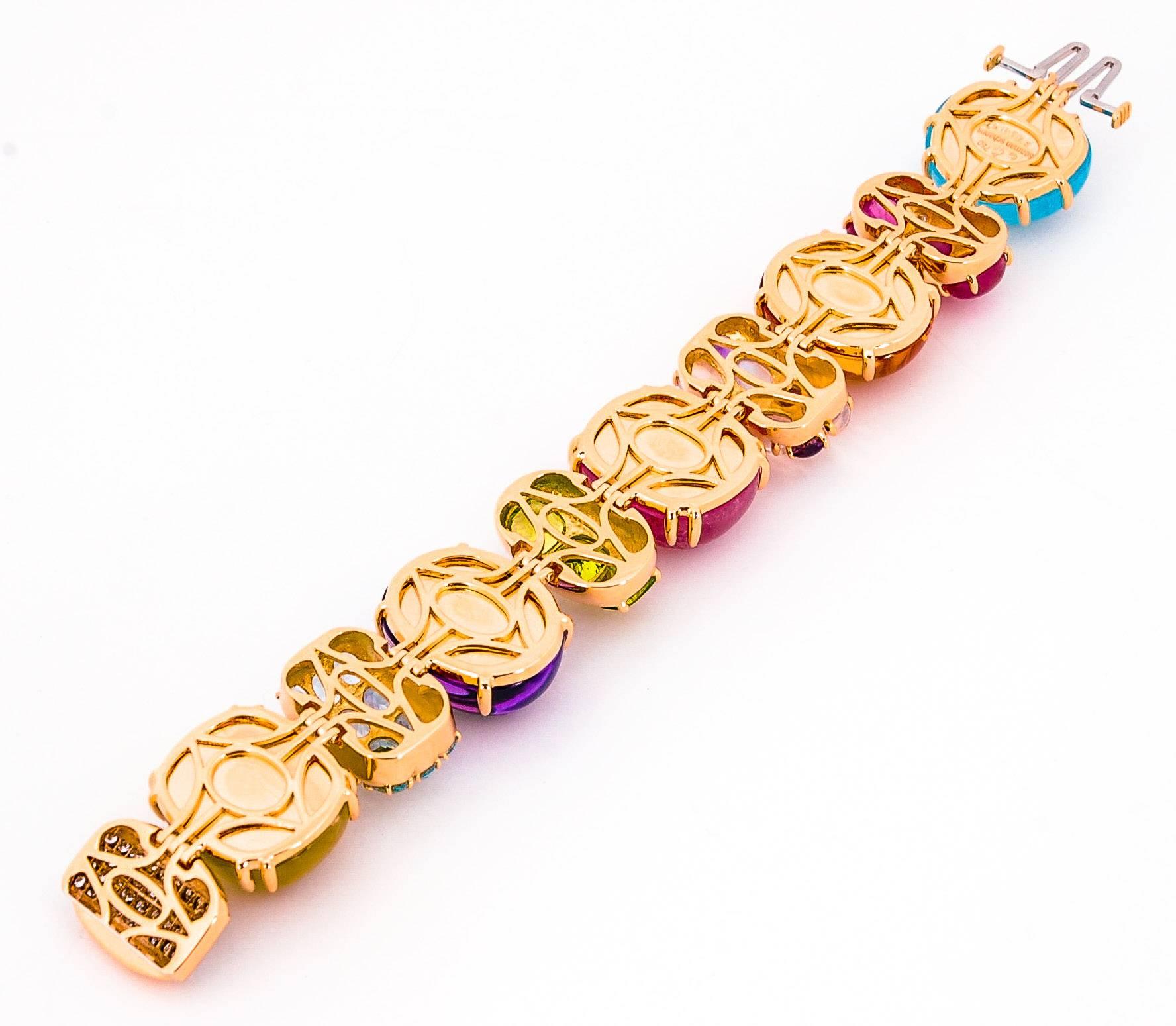 Modern Seaman Schepps Rio baroque multi colored gem gold bracelet