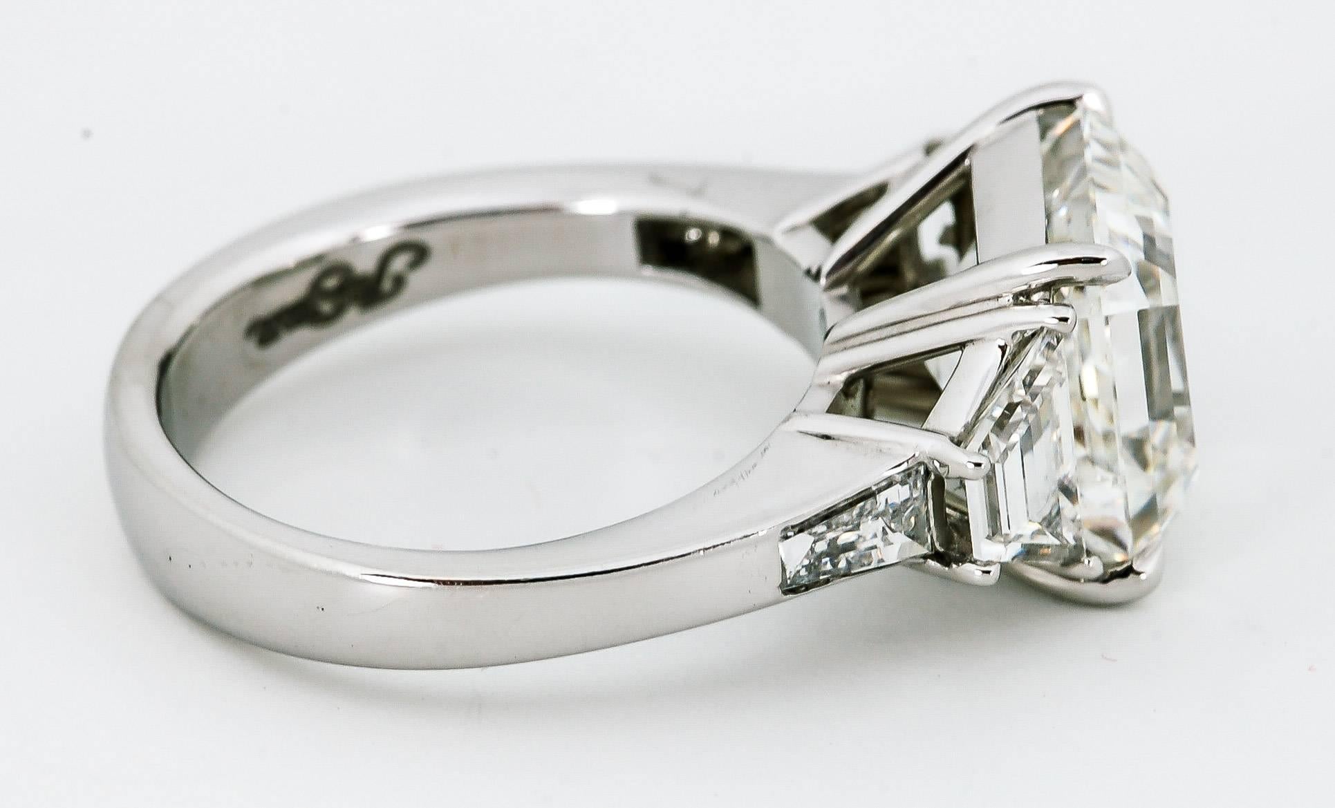 5.53 Carat GIA Cert Asscher-Cut Diamond Platinum Engagement Ring In New Condition In Dallas, TX
