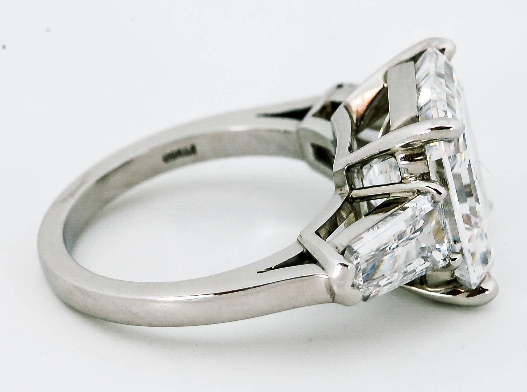 Modern 8.02 carat Emerald Cut Diamond Platinum Engagement Ring