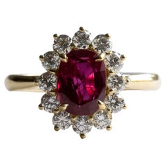 18K 2CT Ruby Diamond Cluster Ring