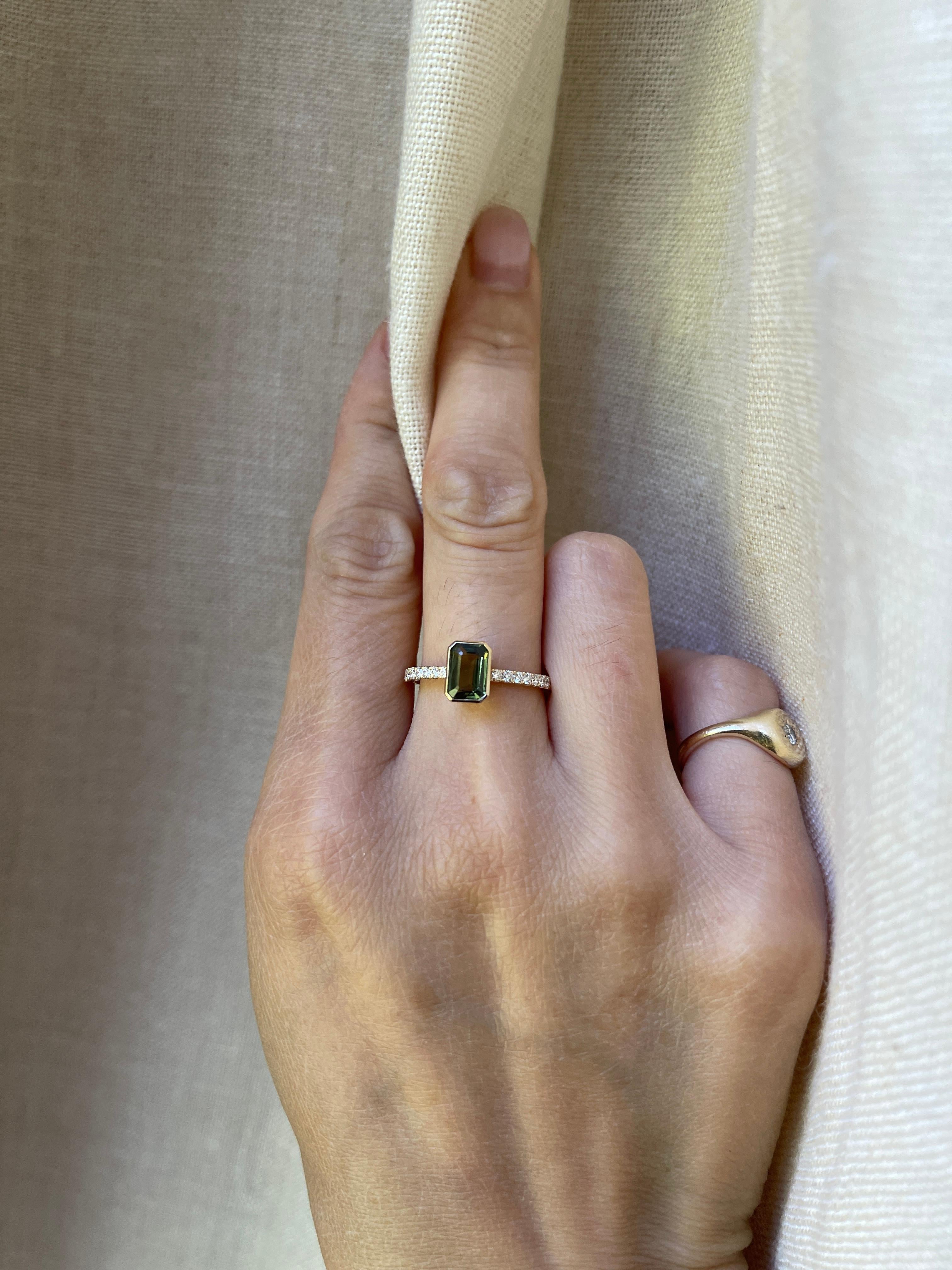 Contemporain Bague 14K saphir sarcelle diamant en vente