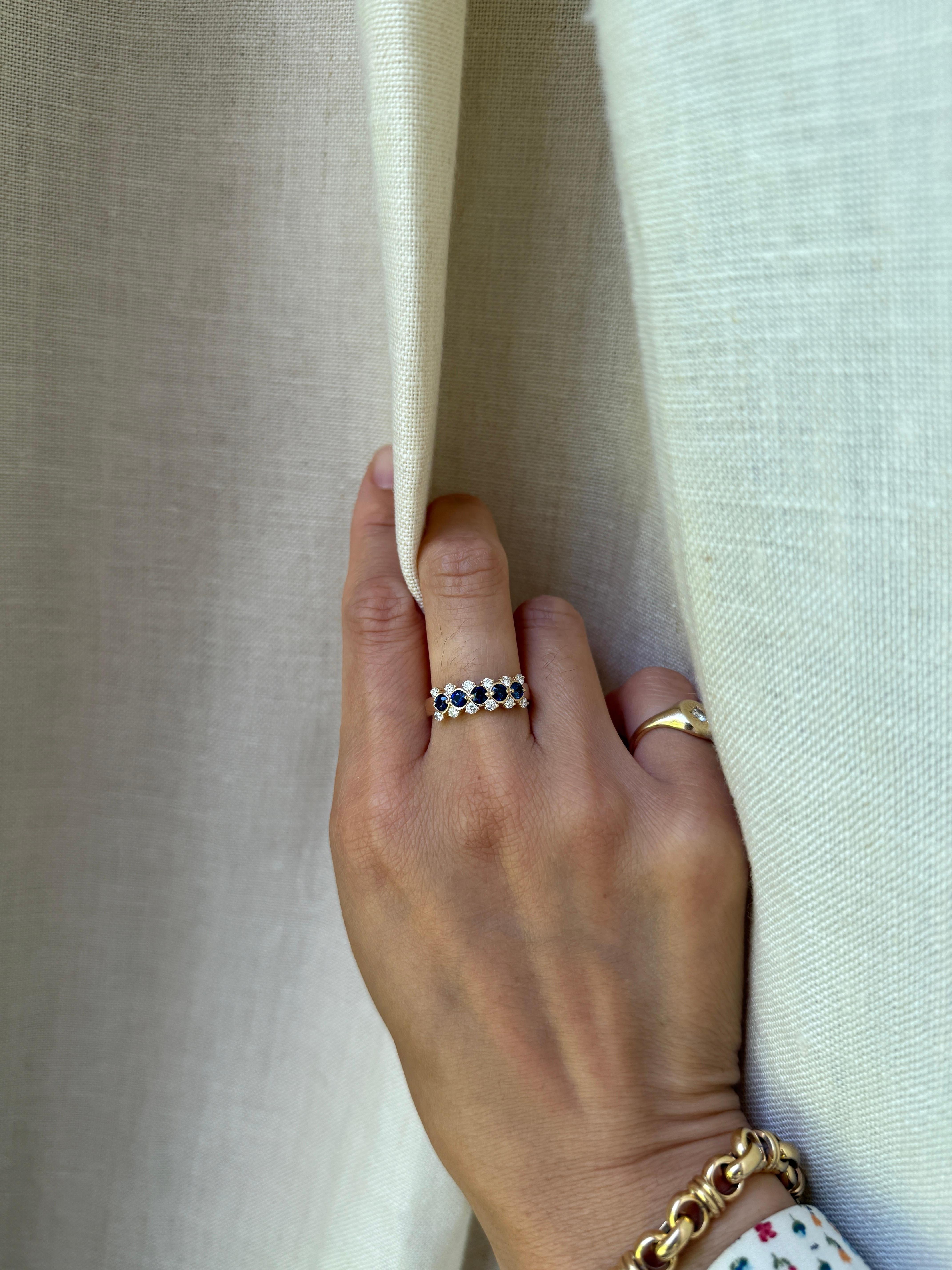 14K Gold Saphir Band im Angebot 1