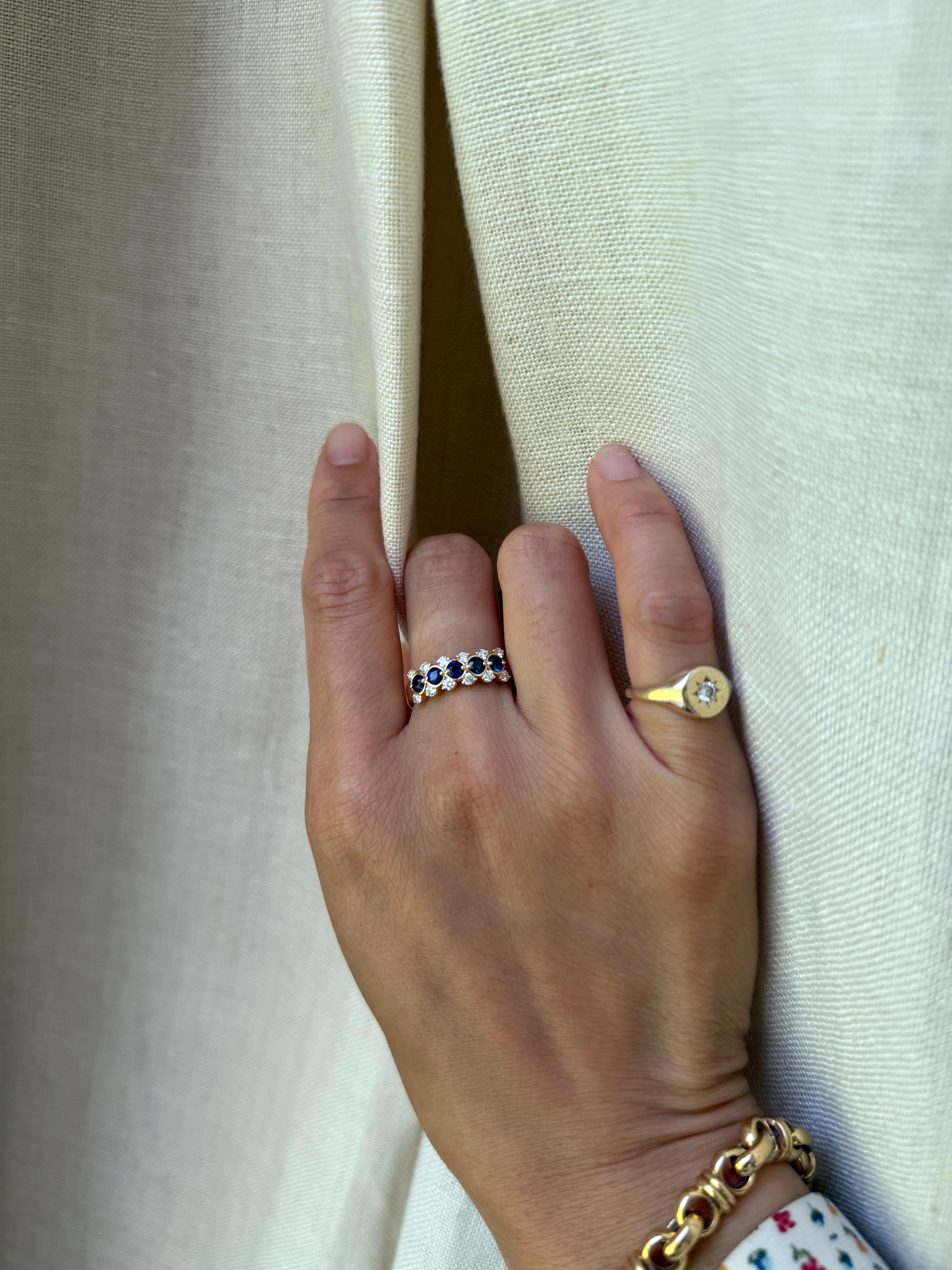 14K Gold Saphir Band im Angebot 3