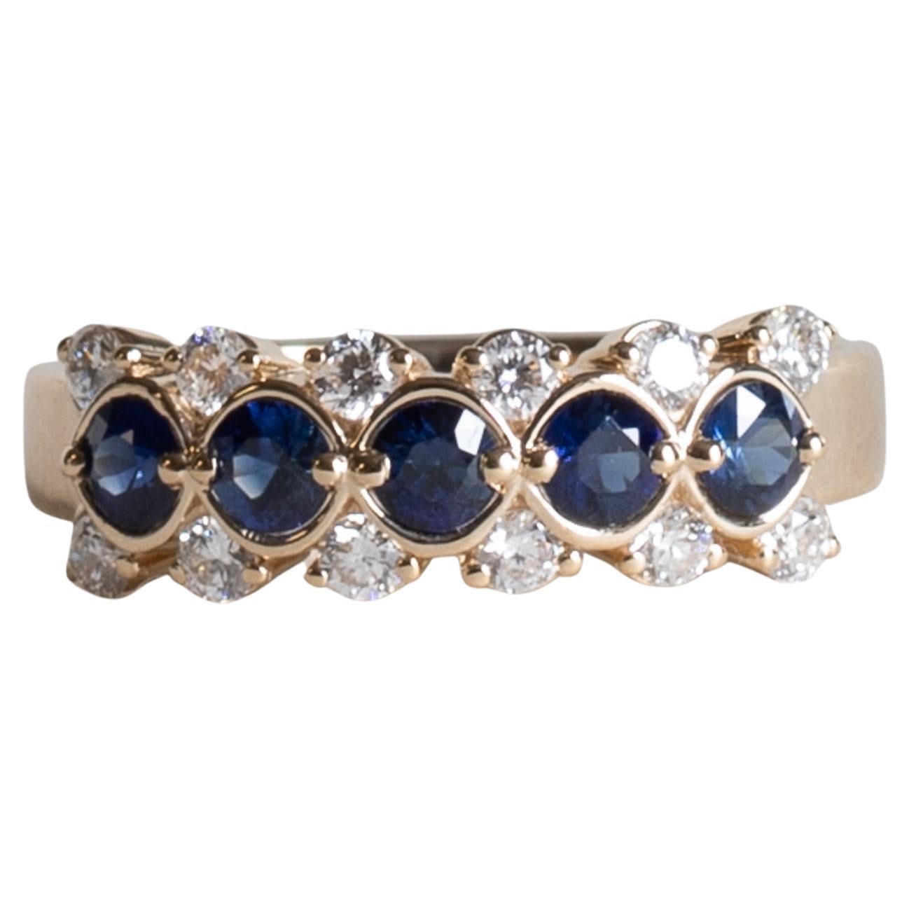 14K Gold Saphir Band im Angebot