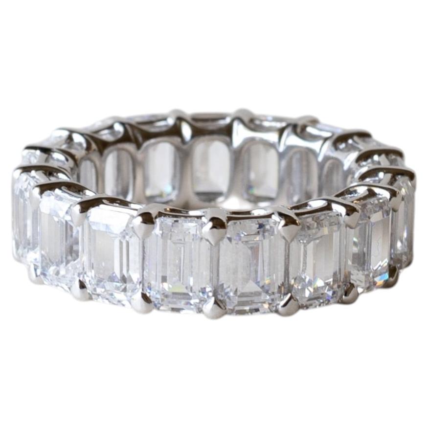 14k White Gold Emerald Cut Diamond Eternity Band, Diamond Ring For Sale