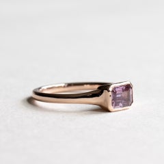 14K Pink Sapphire Ring, East to West Statement ring, Rose and Choc Signet