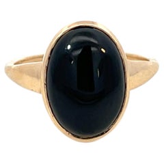 14k Yellow Gold Black Onyx Ring, Black Onyx Ring, Statement Ring, Rose and Choc