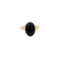 14k Yellow Gold Black Onyx Ring, Black Onyx Ring, Statement Ring, Rose and Choc