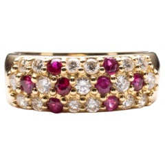 18K Gold Diamond Ruby Band: Estate Anniversary Ring, 0.59 CTW, Size 5.5