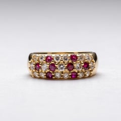 18K Gold Diamond Ruby Band: Estate Anniversary Ring, 0.59 CTW, Size 5.5