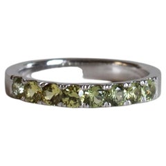14K White Gold Australian Sapphire Anniversary Band: French Pave, Size 7