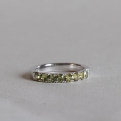 14K White Gold Australian Sapphire Anniversary Band: French Pave, Size 7