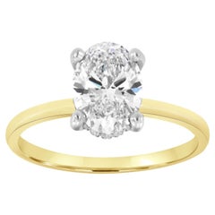 GIA Certified 1.50 Carat Oval Shaped Hidden Halo Diamond Ring