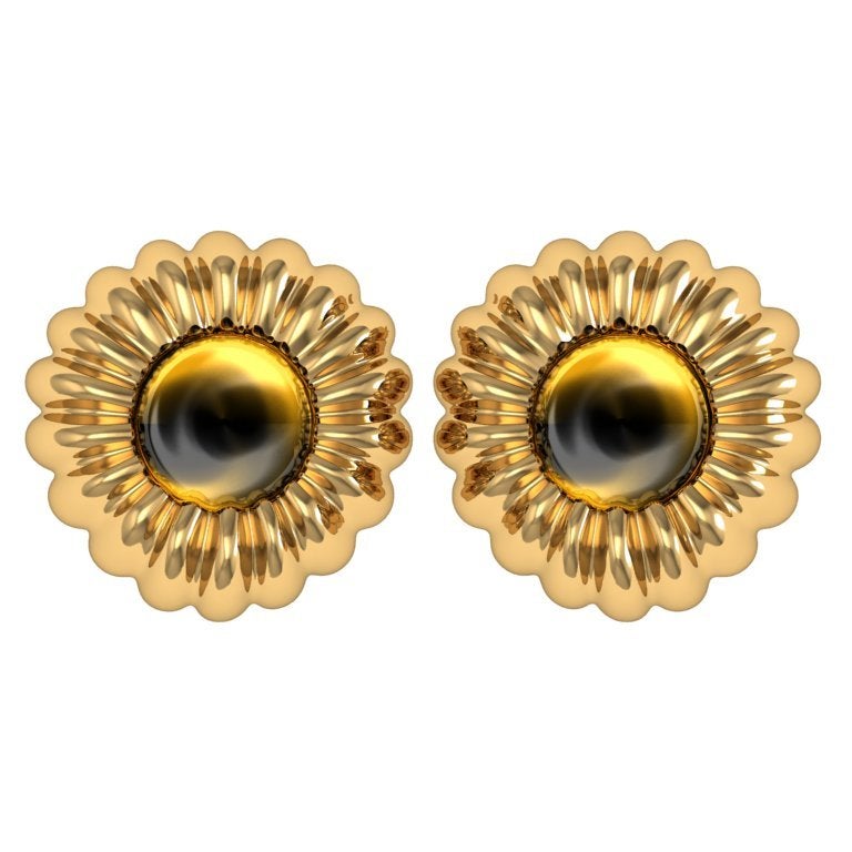 An intricate flower motif surrounds a boastful gem in these earrings that can be worn day and night for a more romantic look.