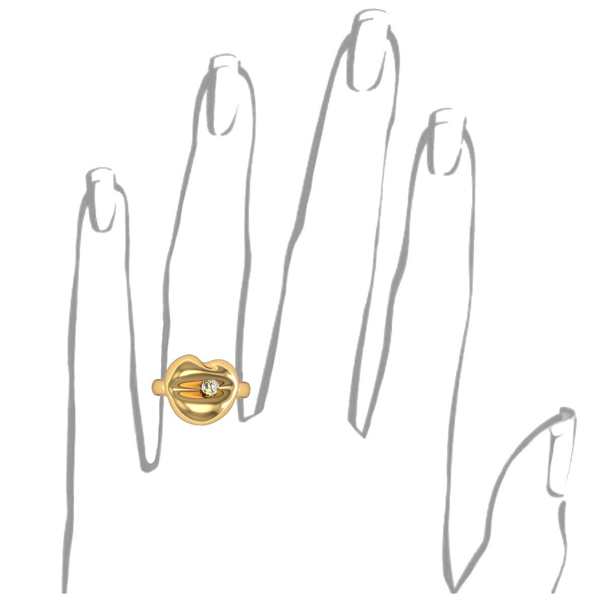Women's Barbara Nanning & Sparkles Diamond and Gold Ring For Sale