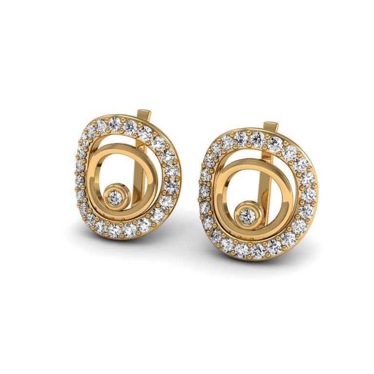 A glamorous pair of clip-on earrings. The basic design is the same as our Circulus A earrings but the undulating curves are adorned with a sophisticated row of precious gems. This addition makes for a more formal and striking result.