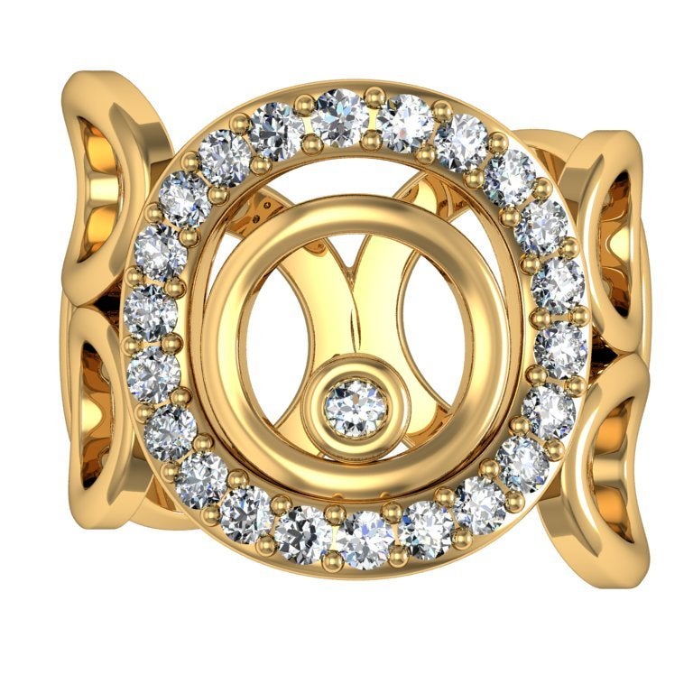 Arts and Crafts Vasily Baglaenko & Sparkles Diamond and Gold Ring For Sale