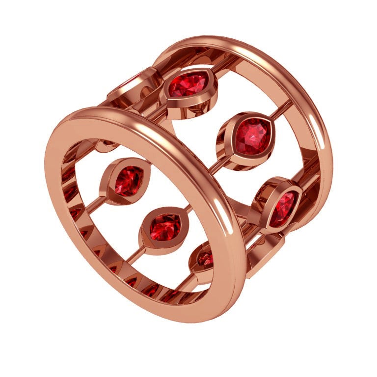 Melody Deldjou Fard & Sparkles Ruby and Gold Persia Ring For Sale