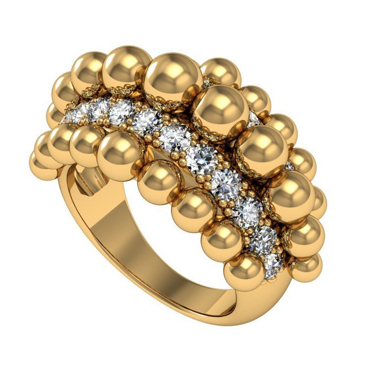 Melody Deldjou Fard & Sparkles Diamond and Gold Ring For Sale