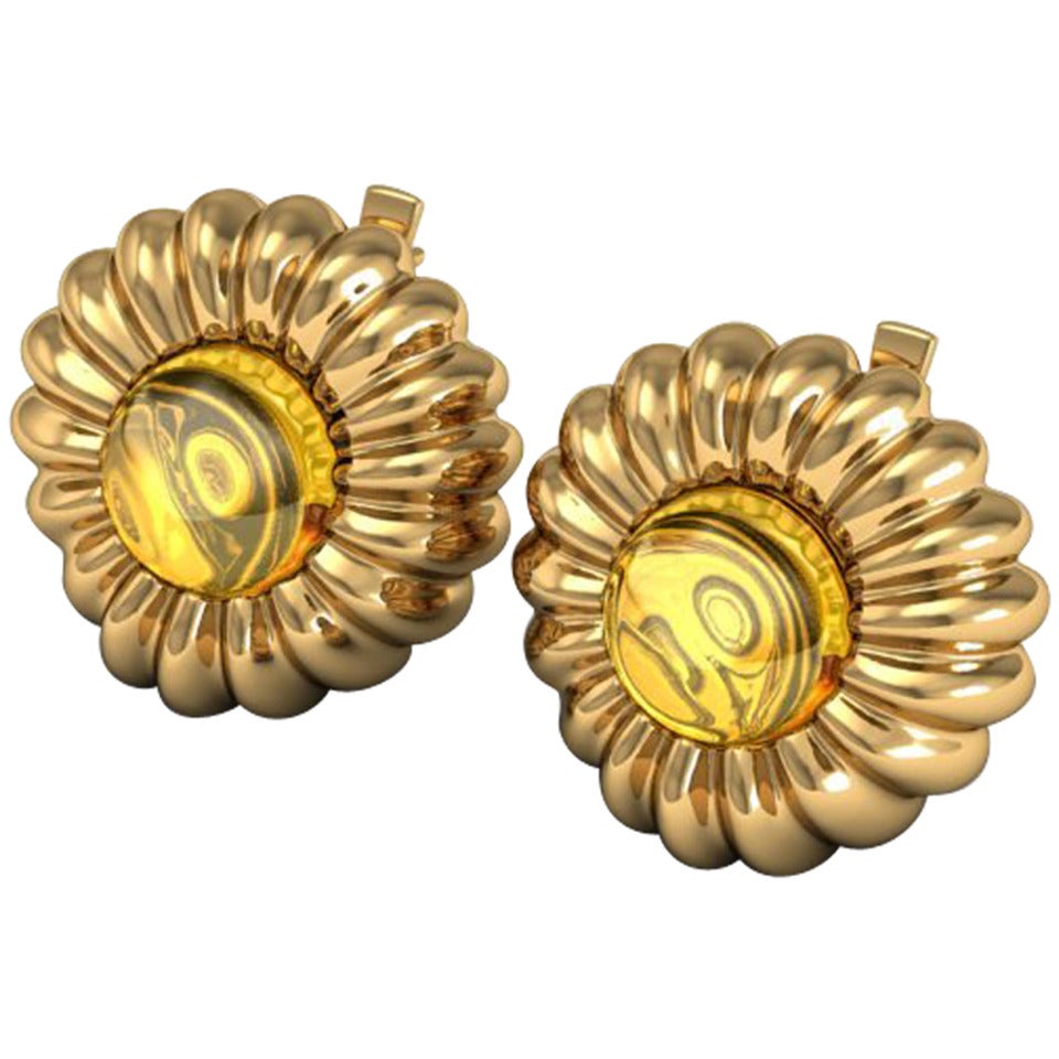 Barbara Nanning & Sparkles Citrine and Gold Earrings For Sale