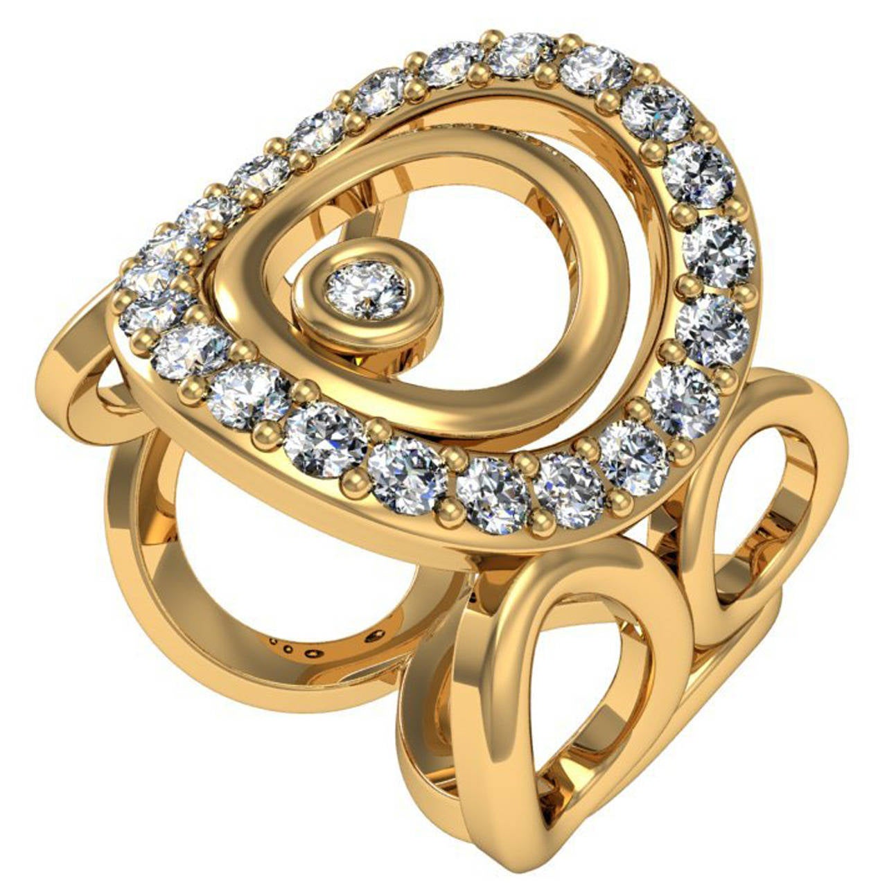 Vasily Baglaenko & Sparkles Diamond and Gold Ring For Sale