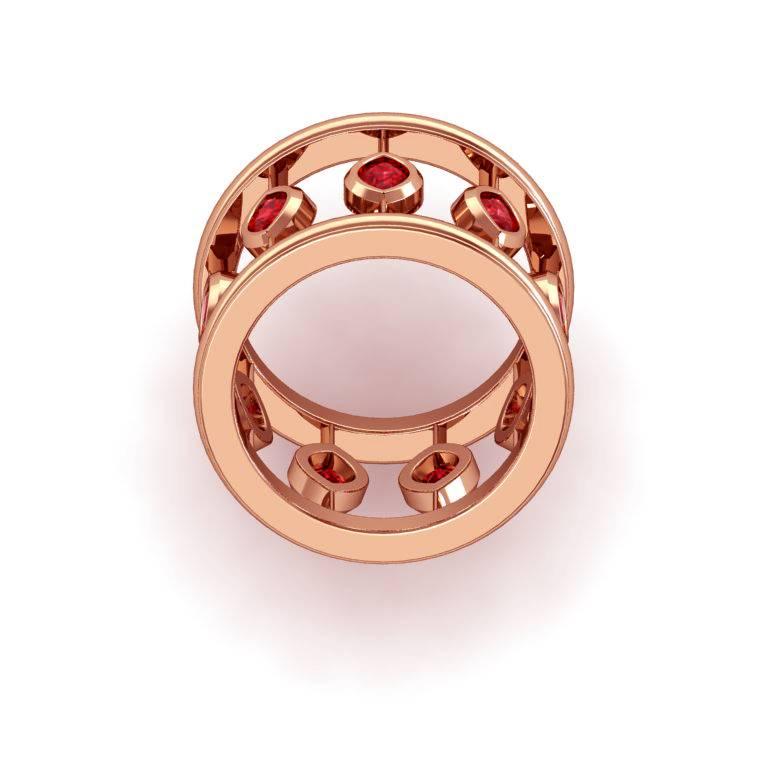 Arts and Crafts Melody Deldjou Fard & Sparkles Ruby and Gold Ring For Sale