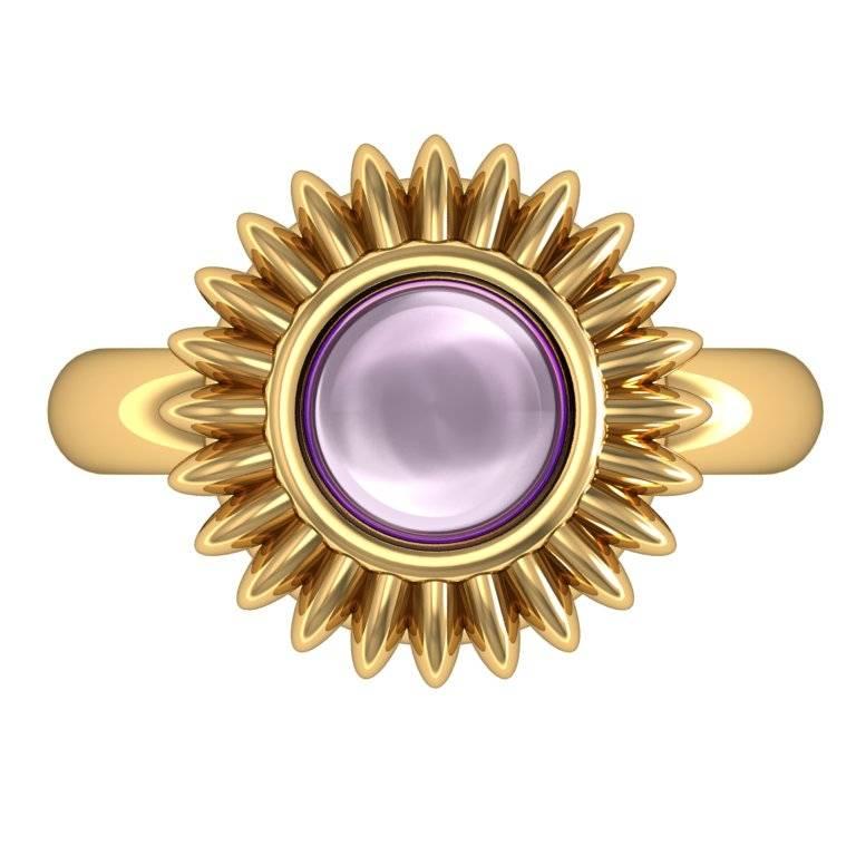 Barbara Nanning & Sparkles Amethyst Gold Ring In New Condition For Sale In Amsterdam, NL