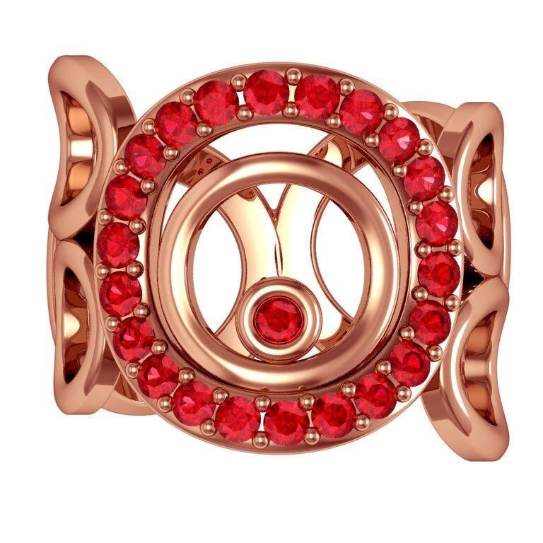 Vasily Baglaenko and Sparkles Ruby and Gold Ring In New Condition For Sale In Amsterdam, NL