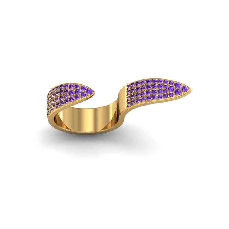 Arts and Crafts Zoe Stork & Sparkles Amethyst and Gold Ring For Sale