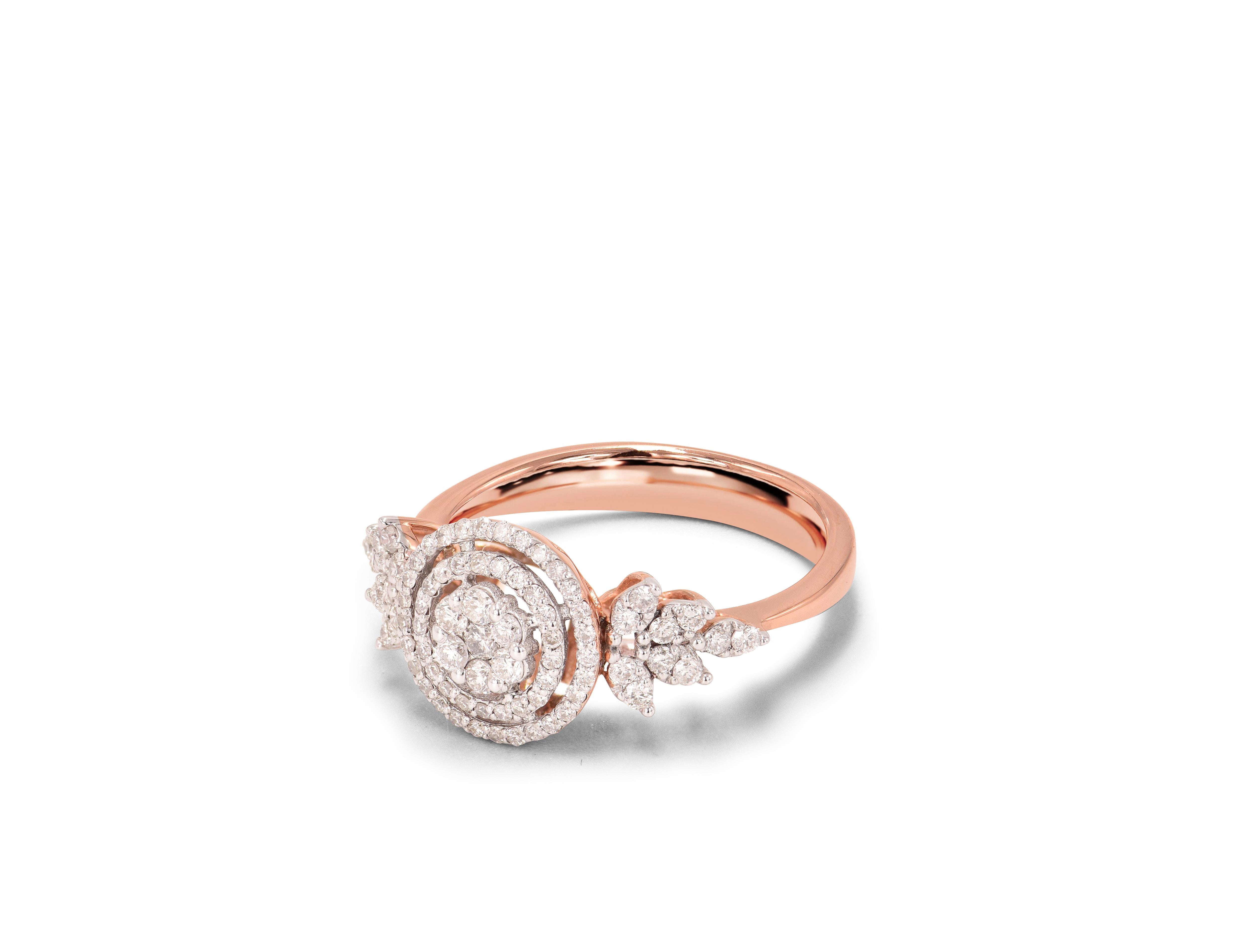 Engagement Diamond Ring in 18 Karat Rose Gold Natural Round Diamond Ring 2