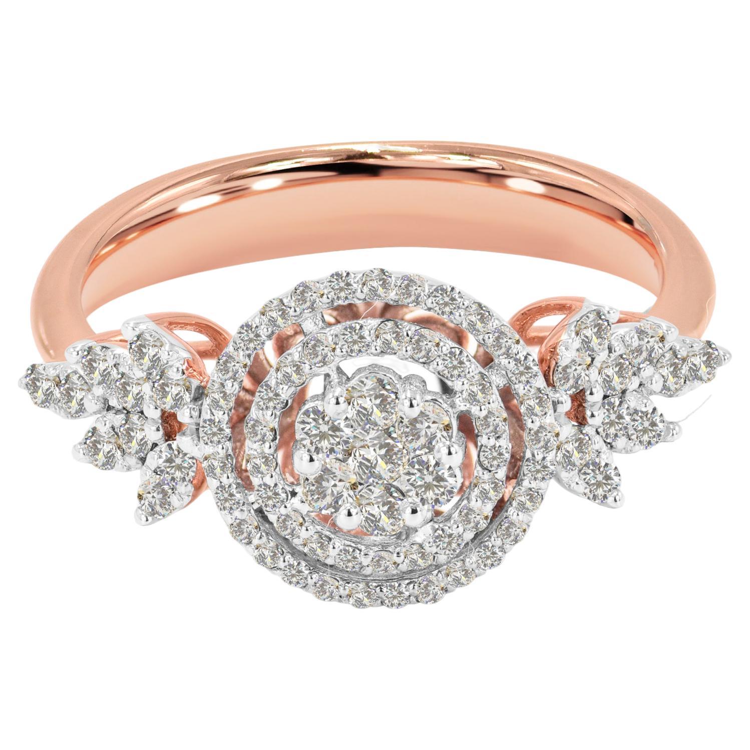 Engagement Diamond Ring in 18 Karat Rose Gold Natural Round Diamond Ring