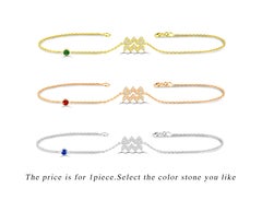Pulsera de oro de 14 quilates 0,14 qt Diamante Acuario Zodiaco Rubí Esmeralda Piedra zafiro